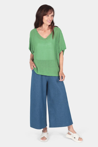 V Neck Cotton Knit Top