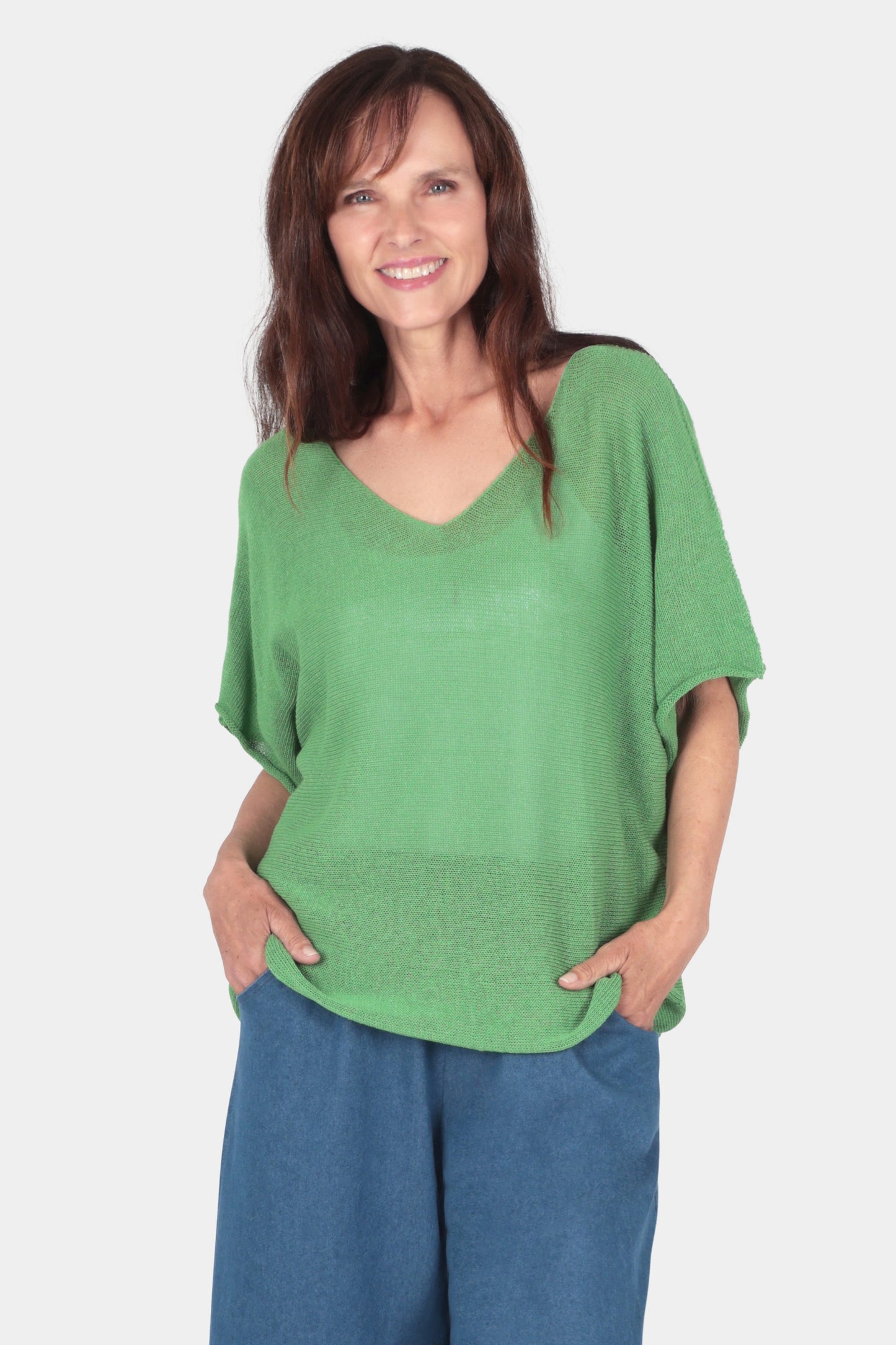 V Neck Cotton Knit Top
