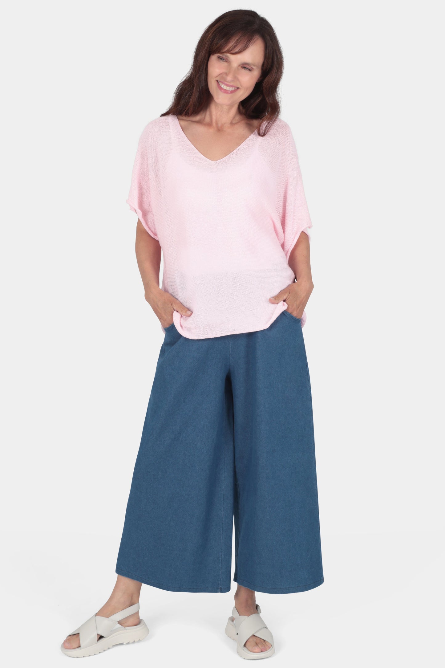 V Neck Cotton Knit Top