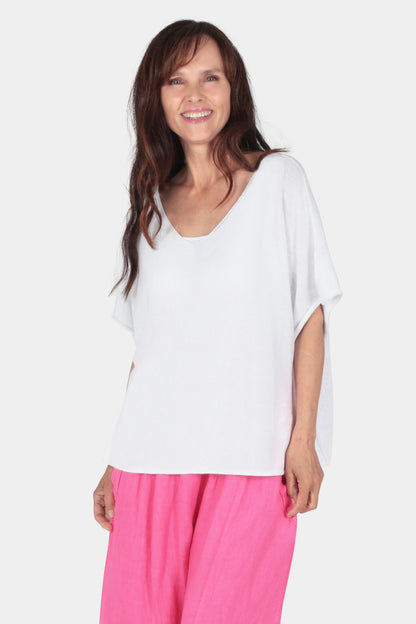 V Neck Cotton Knit Top