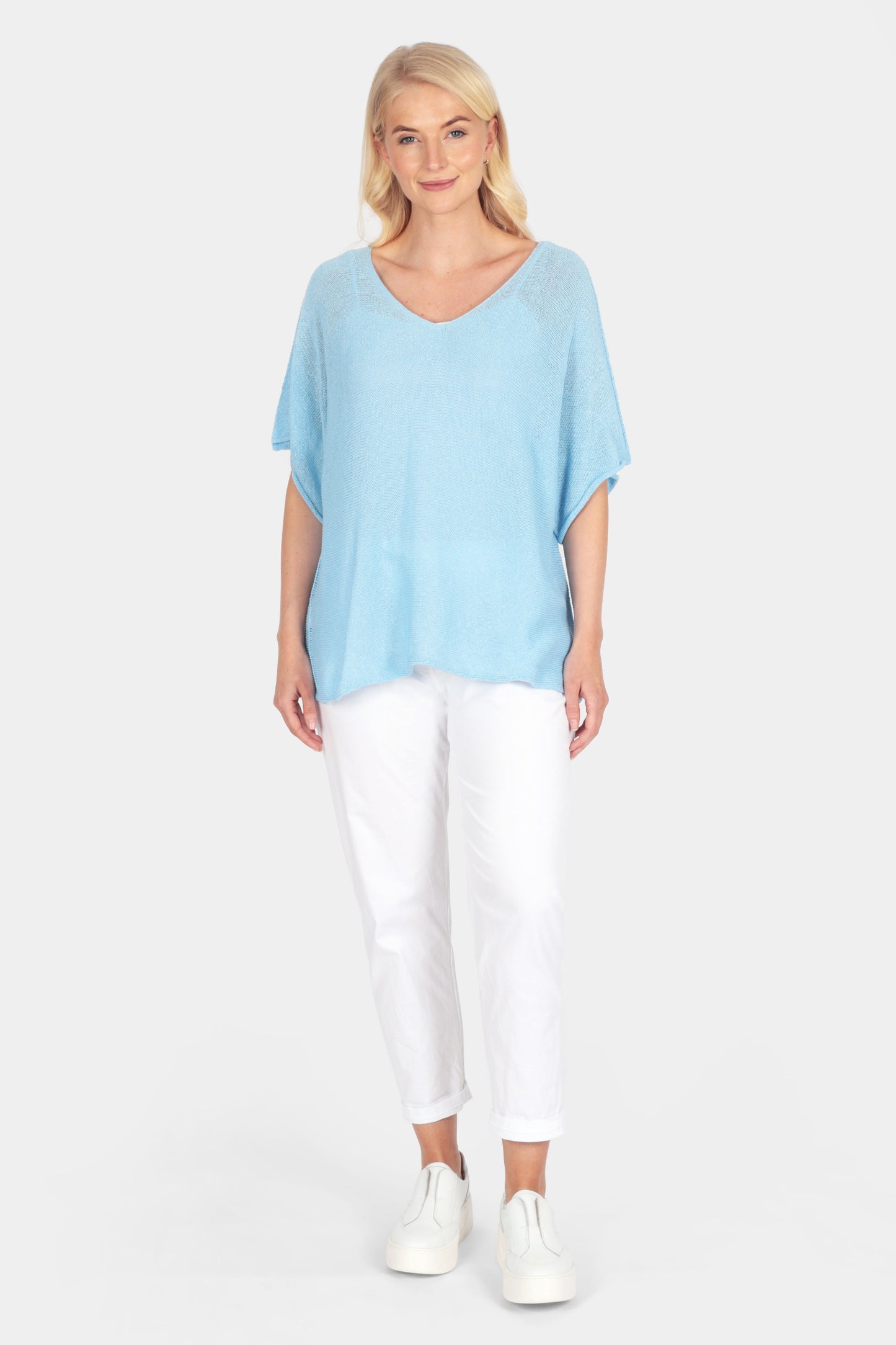 V Neck Cotton Knit Top