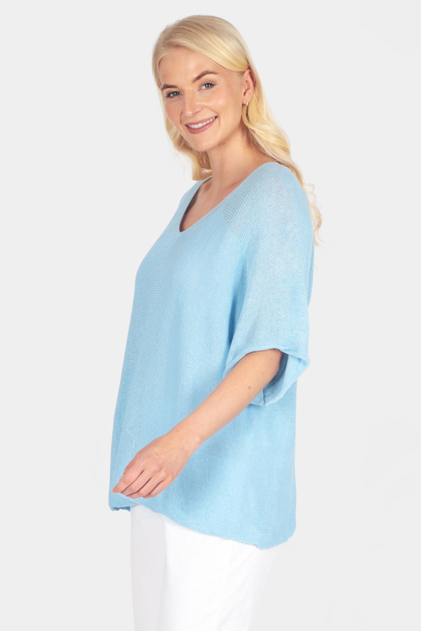 V Neck Cotton Knit Top