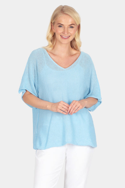 V Neck Cotton Knit Top