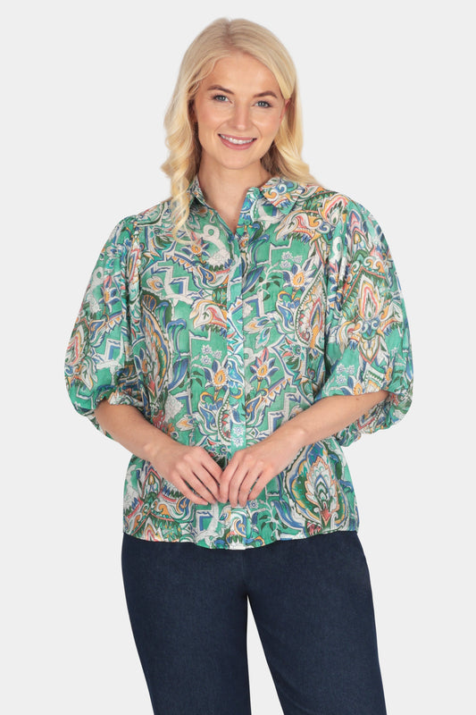Venetian Mosaic Puff Sleeve Shirt