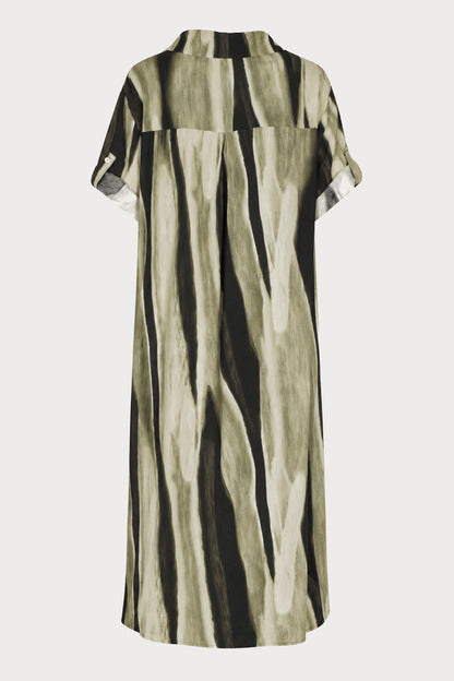 Wave Print Shirt Maxi Dress