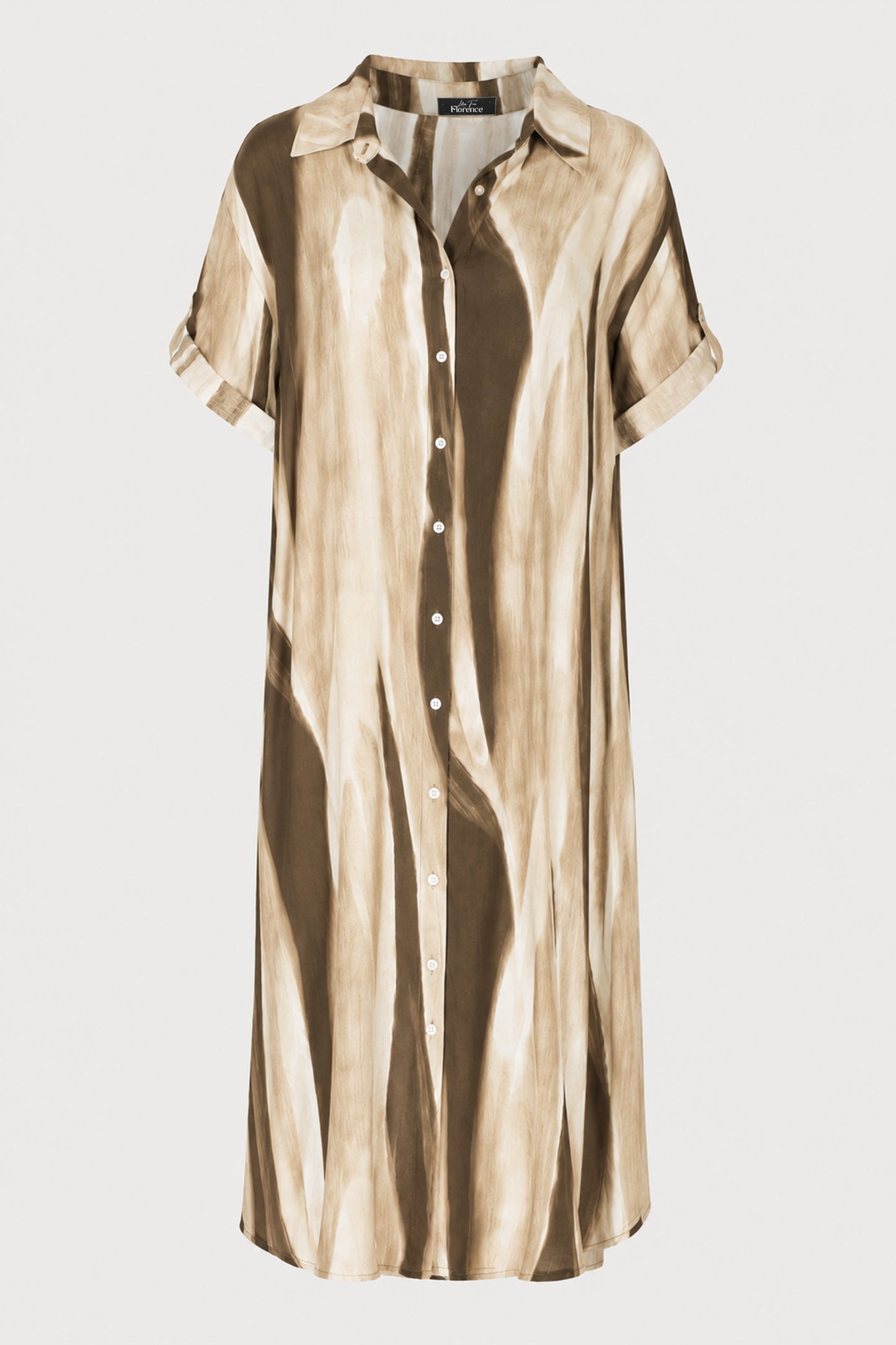 Wave Print Shirt Maxi Dress