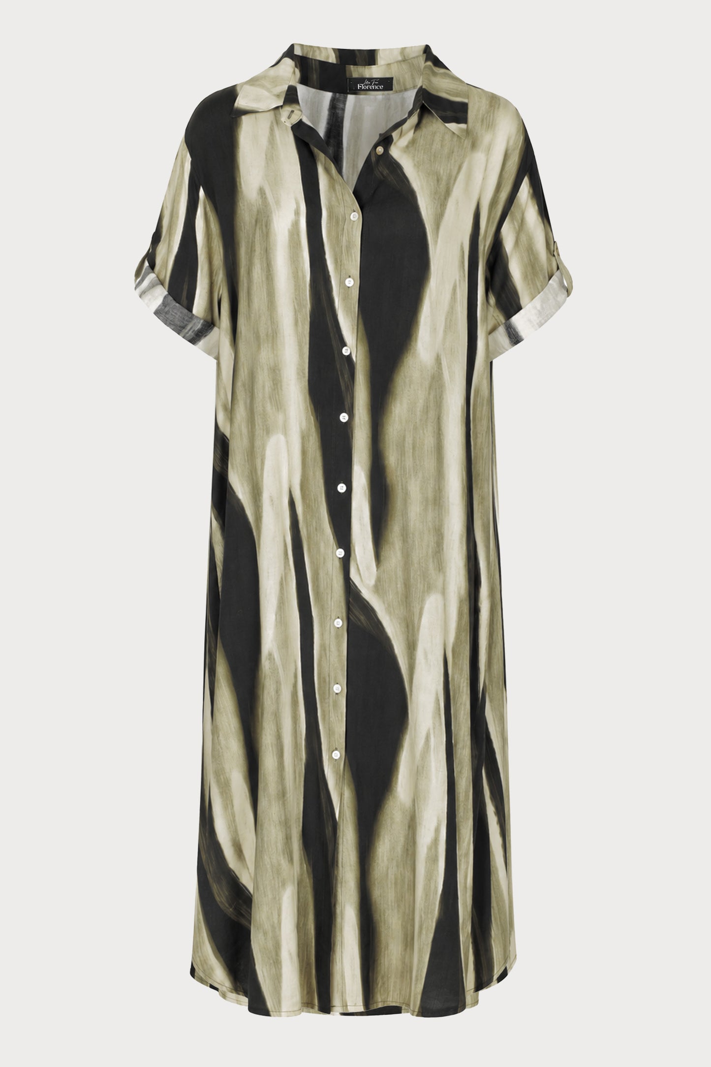 Wave Print Shirt Maxi Dress