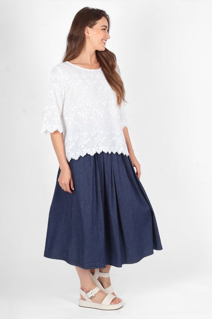 Floral Embroidery Cotton Top