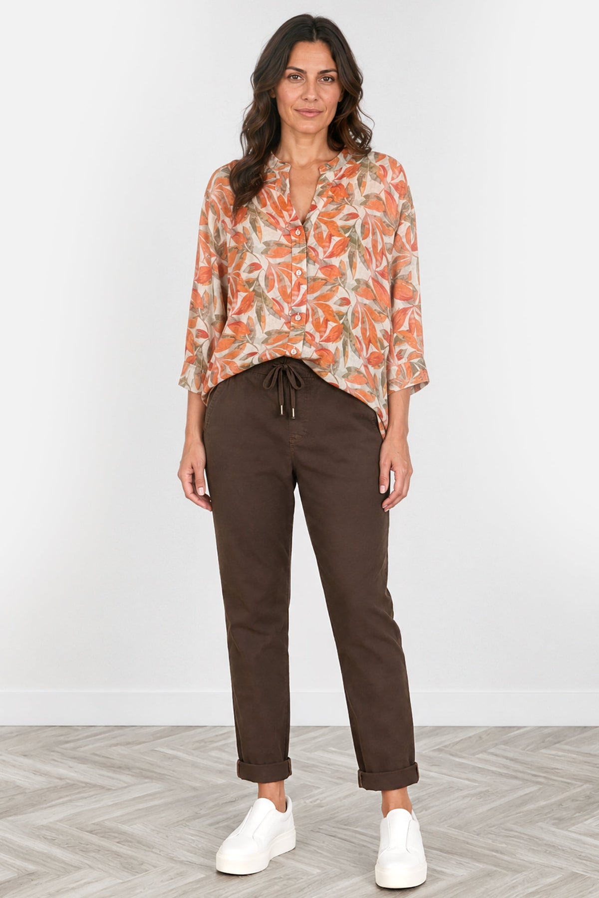 Cotton Straight Tie Waist Trousers