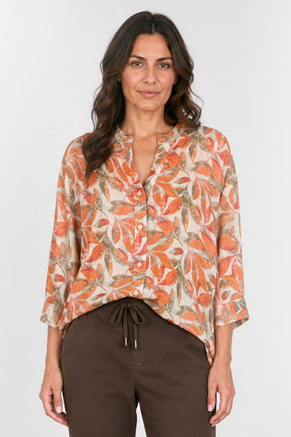 Button Back Printed Blouse