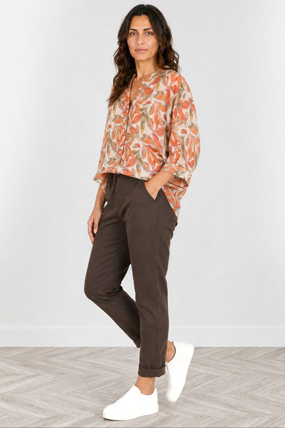 Button Back Printed Blouse