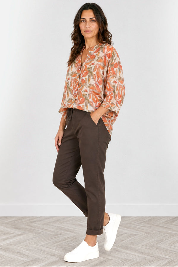 Button Back Printed Blouse