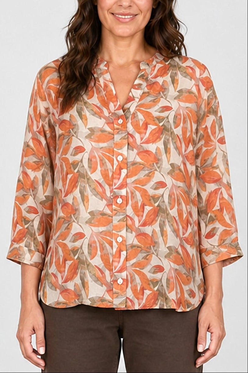 Button Back Printed Blouse