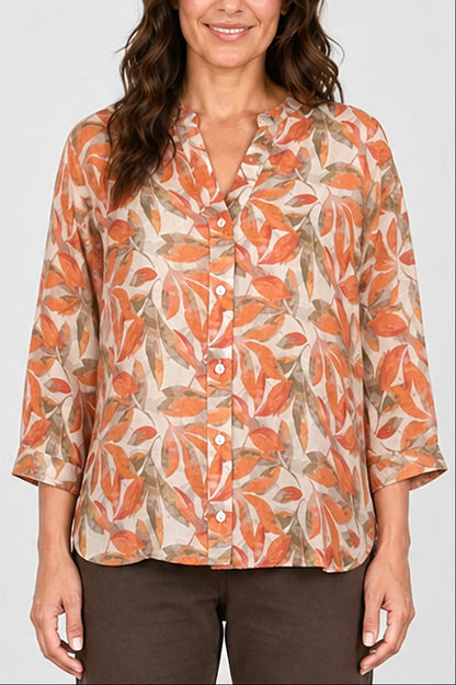 Button Back Printed Blouse