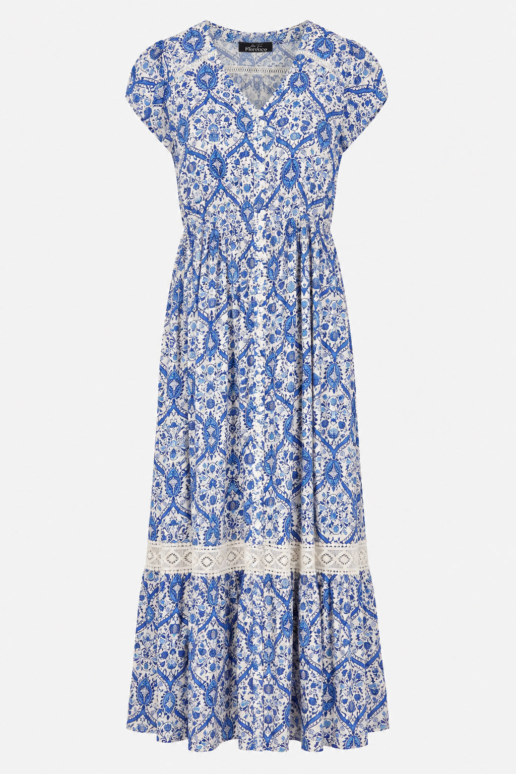 Lace Trim Button Front Maxi Dress
