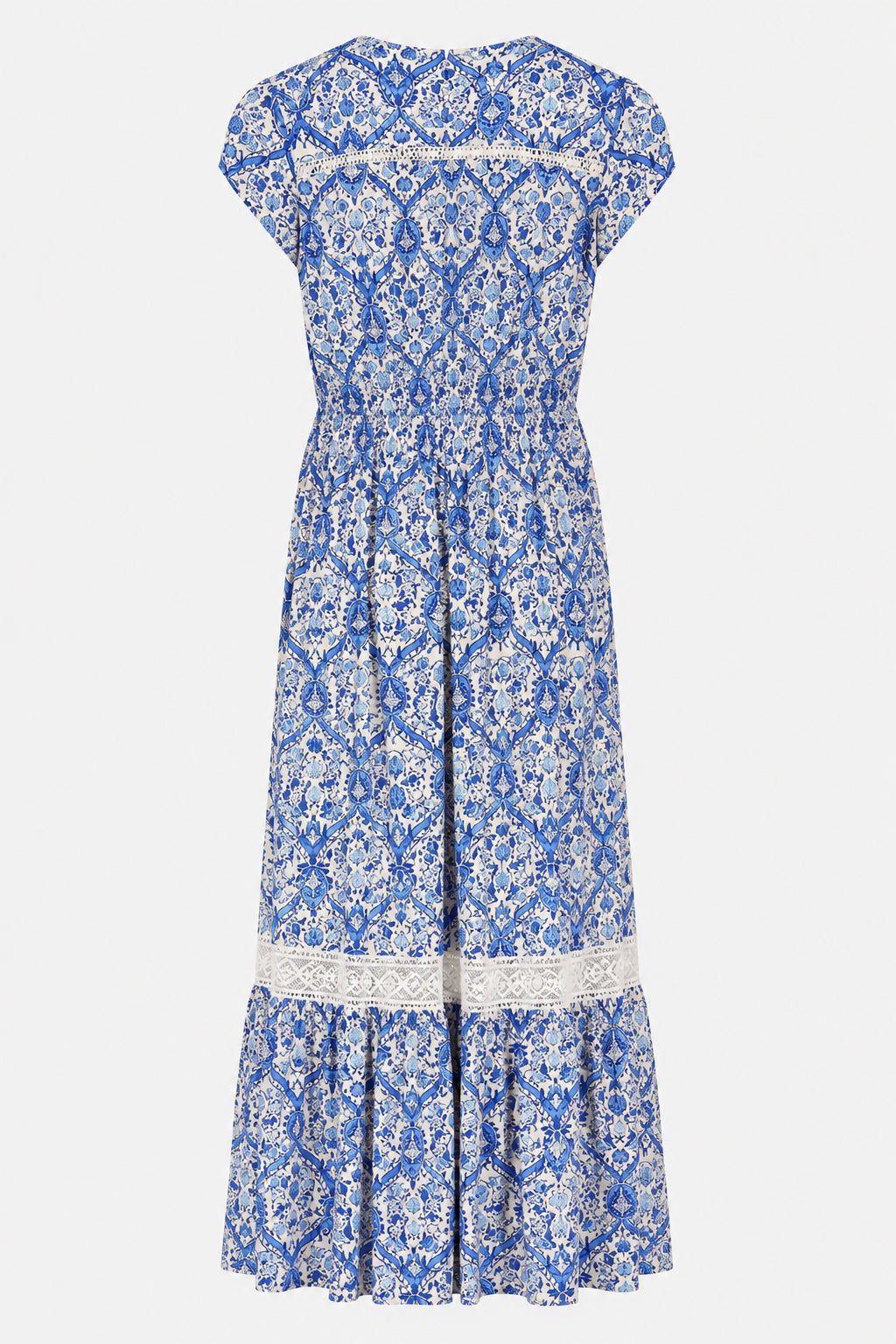 Lace Trim Button Front Maxi Dress