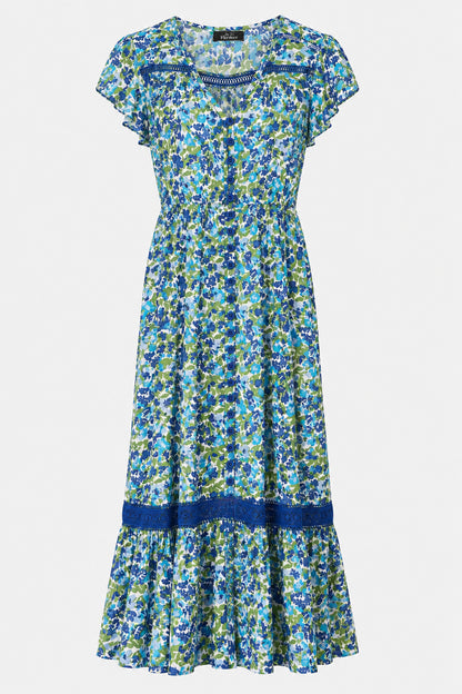 Lace Trim Button Front Maxi Dress
