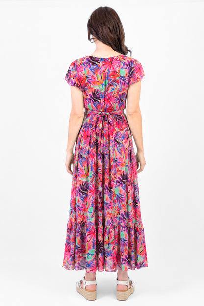Tie-Back Cap Sleeve Maxi Dress