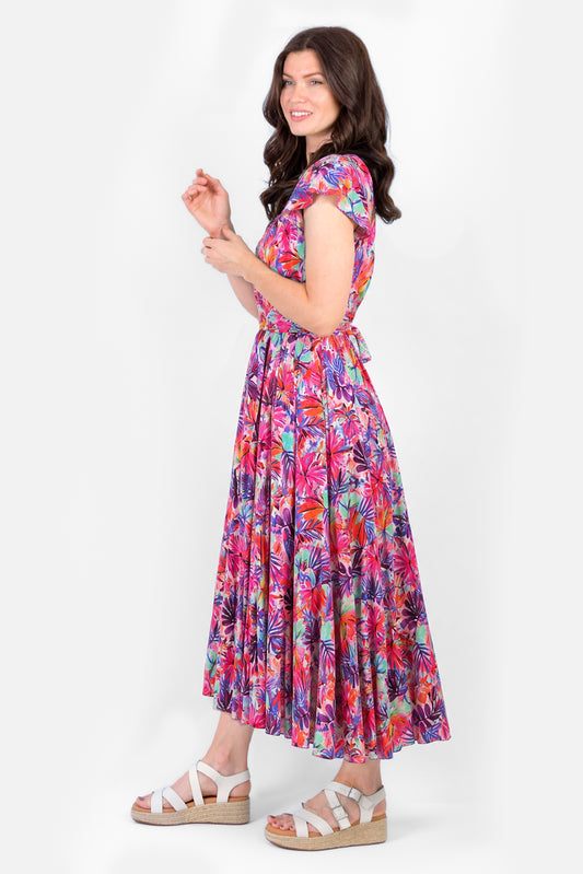 Tie-Back Cap Sleeve Maxi Dress