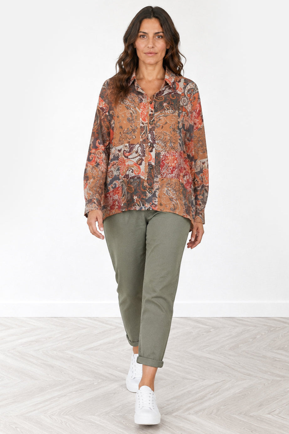 Dipped Hem Collared Shirt