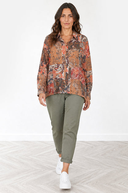 Dipped Hem Collared Shirt