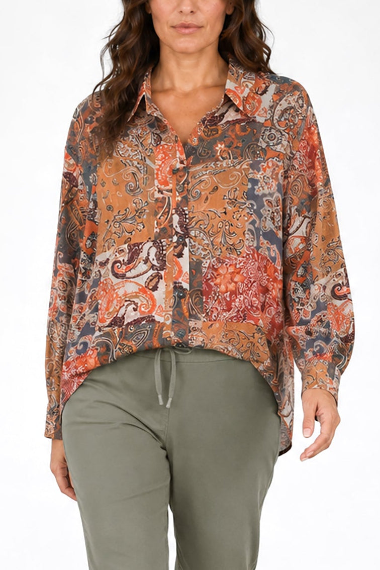 Dipped Hem Collared Shirt