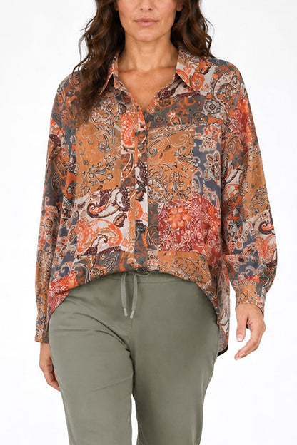 Dipped Hem Collared Shirt
