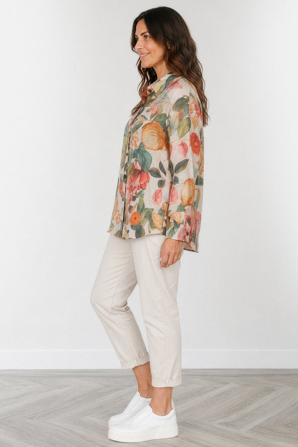 Dipped Hem Collared Shirt